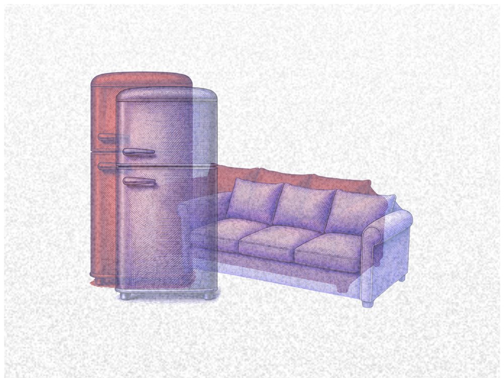 Réfrigérateur et canapé